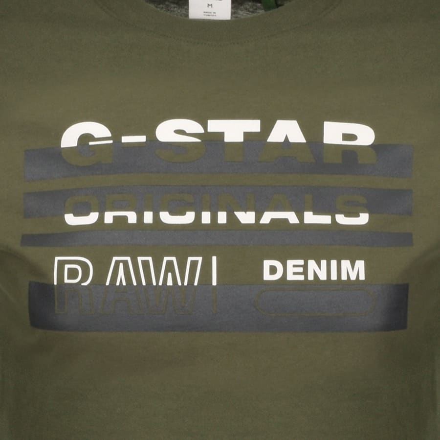 Alternative Image for ProductG Star Raw Stripe Logo T Shirt Green3